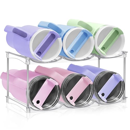 2 Pack Stackable Water Bottle Organizer for Cabinet, Water Bottle Storage - size: 6-Bottle