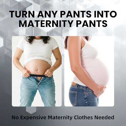 Maternity Belly Band 3-Pack — Turn Any Jeans Into Maternity Pants | Adjustable Hook-and-Loop Waistband Extender - color: Gray