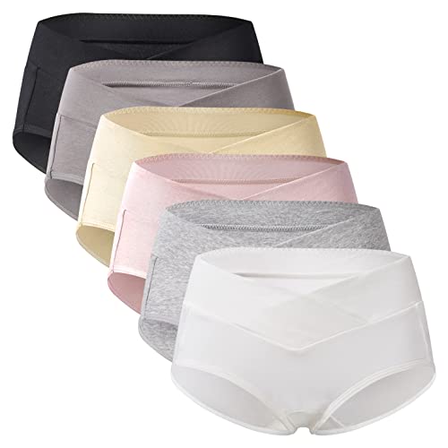 Mama Cotton Women's Under The Bump Maternity Panties Pregnancy Postpartum Maternity Underwear Multi-Pack - color: Multicolor-a 6 Pack, size: Medium