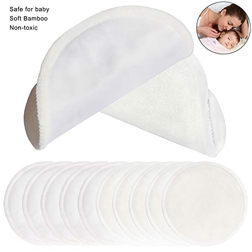 PINOWU Reusable Nursing Pads (10 Pack) for Breastfeeding Moms - 4.7 inch Washable Breastfeeding Nipple Pad for Maternity with Laundry Bag - color: White