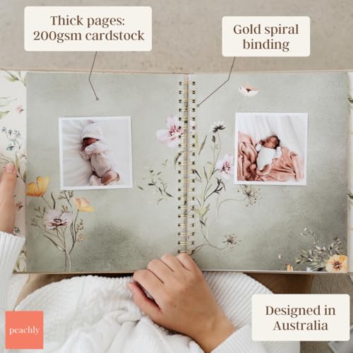 Peachly Baby Book for Girl - First Year Memory Book Keepsake - Fleur - color: Fleur