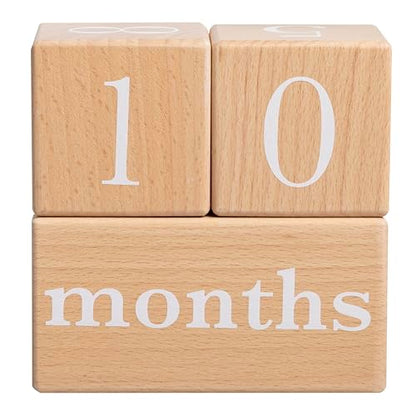 Pearhead Wooden Baby Age Milestone Blocks, Weeks Months Years - color: Wooden Age Blocks