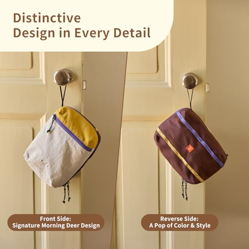 morning deer Medium Sized Toiletry Bag Travel Bag Wet-Dry with Hanging Hook
