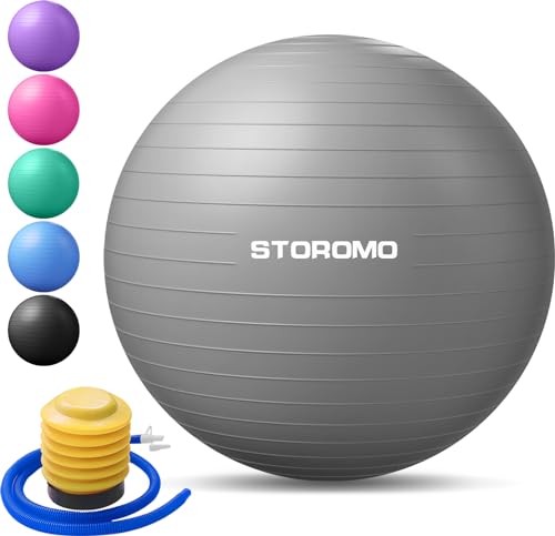 Anti-Burst Pregnancy Exercise Ball – High Weight Capacity Stability Ball for Yoga, Pilates & Labor Support, Eco-Friendly PVC Fitness Ball for Moms, Includes Pump (45cm-95cm) - color: Silver, size: 45 cm