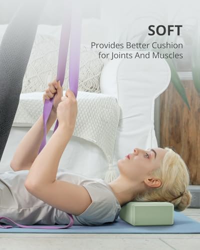 Yoga Blocks 2 Pack with Supportive Non-Slip Foam for Yoga Pilate Stretching - color: Mint Green