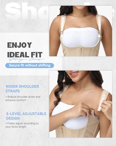 SHAPSHE Waist Trainer for Women Tummy Control Corset Back Support Tan XS