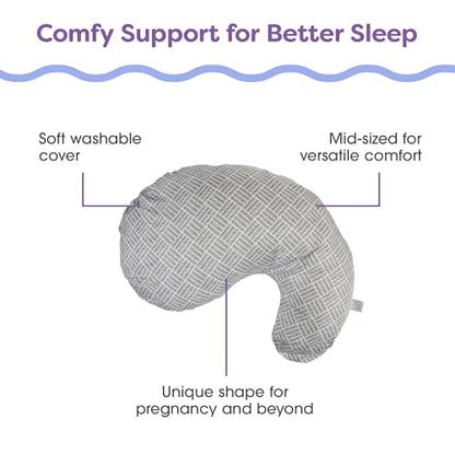 Boppy Cuddle Pregnancy Pillow, Compact Maternity Support for Side Sleepers - color: Gray Basket Weave