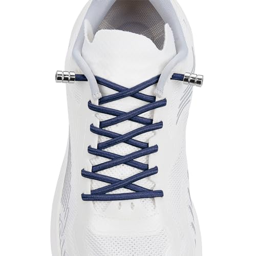 Elastic No Tie Shoelaces For Kids & Adults Sneakers，One Size Fits All - color: 1 Pair Navy Blue