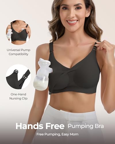 Vinfact Pumping Bra Hands Free Comfort Wireless Seamless Breast Pump Bra - color: Black, size: Medium