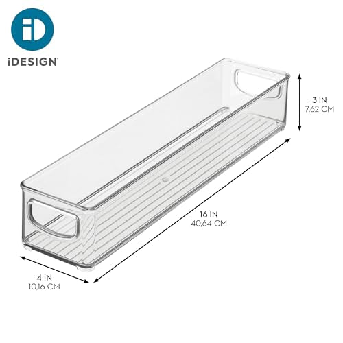 iDesign Slim Clear Plastic Storage Bin, Extra Long Narrow Stackable Organizer for Kitchen and Pantry, 2-Pack - style: Pack of 2