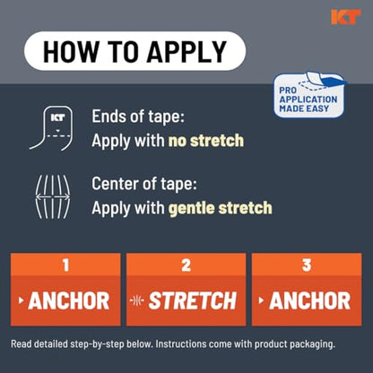 KT Tape, Original Cotton, Elastic Kinesiology Athletic Tape, 20 Count, 10” Precut Strips, Black - color: Black