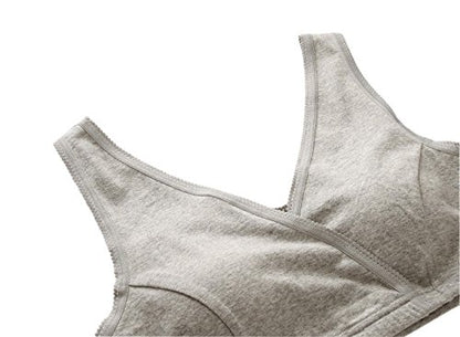 Women's Cotton Tank Sleep Bra for Maternity and Nursing - color: Grey+olive, size: Medium