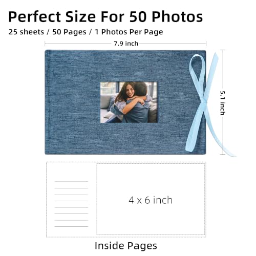 Vienrose Photo Album 4x6 50 Pockets Linen Frame Cover LightBlue - color: LightBlue, size: 50 Pockets