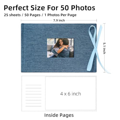 Vienrose Photo Album 4x6 50 Pockets Linen Frame Cover LightBlue - color: LightBlue, size: 50 Pockets