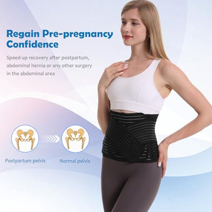 Paskyee Postpartum Belly Band, C-Section & Post Surgery Support - color: Black, size: S/M