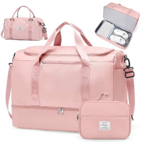 Extra Large Travel Duffle Bag, Carry-On Weekender Bags for Women Travel - color: V-Pink-3Pcs-3634, size: Extra Large