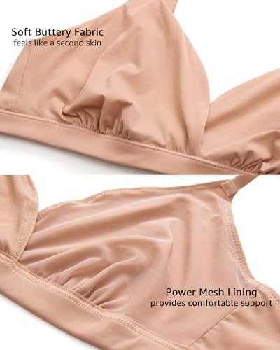INLYRIC Women's Triangle Bralette Unlined - color: Cream Coffee, size: Large