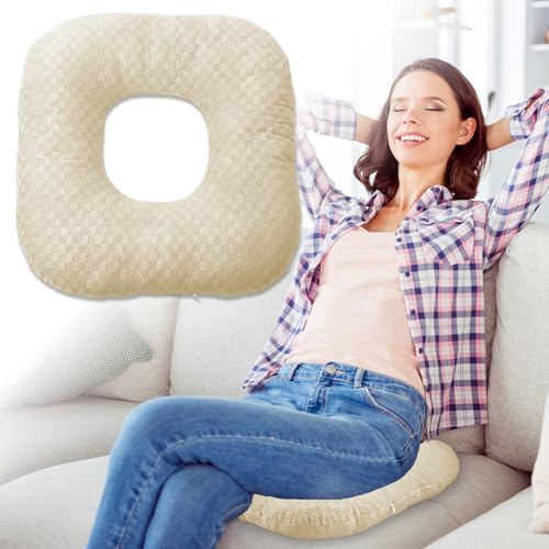 Donut Pillow for Tailbone Pain, Hemorrhoid Pillow (Beige) - color: Beige