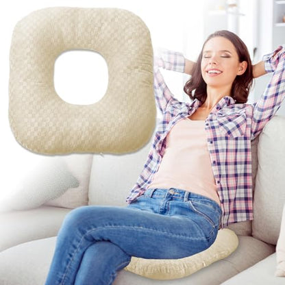 Donut Pillow for Tailbone Pain, Hemorrhoid Pillow (Beige) - color: Beige