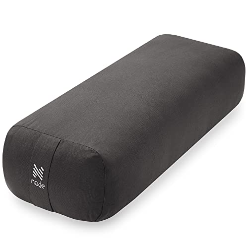 Yoga Meditation Cushion, 25" x 12" Rectangular Bolster with Organic Cotton Cover - color: Gray