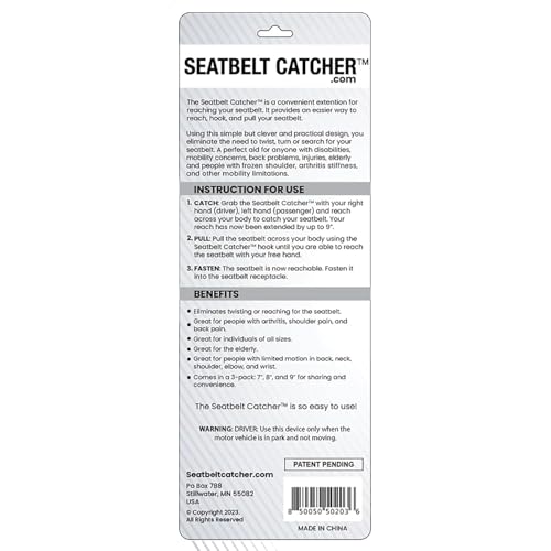 Seat Belt Catcher, Grabber, Seatbelt Reacher Tool - Black, 3 Pack - color: Black, size: 3 Piece