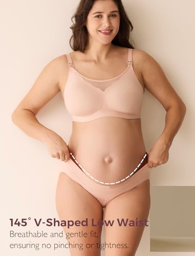 Momcozy Maternity Underwear Seamless, Pregnancy Postpartum Panties Under Bump Maternity Underwear - size: Medium