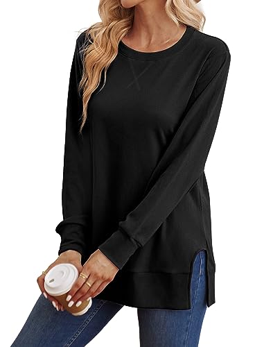 Saloogoe Sweatshirt for women Fall Outfits 2026 Fashion Long Sleeve Tops - color: 00-black, size: X-Large