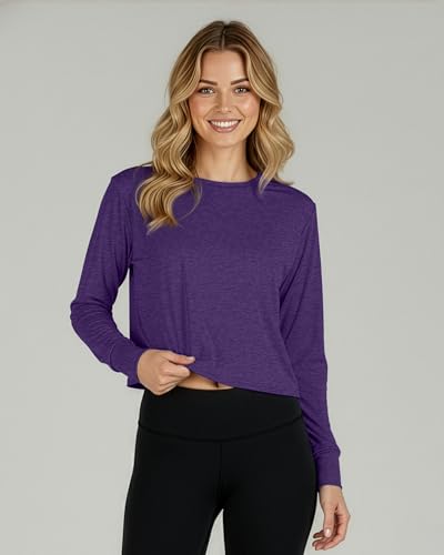 5 Pack Women's Dry Fit Long Sleeve Crop Tops Workout Athletic Crew Neck Tee - color: Set 1, size: XX-Large