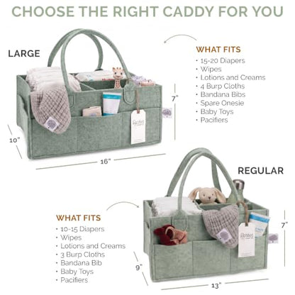 Parker Baby Co. Felt Diaper Caddy Organizer - Large, Sage - color: Sage Green (Heathered Sage Green), size: Large