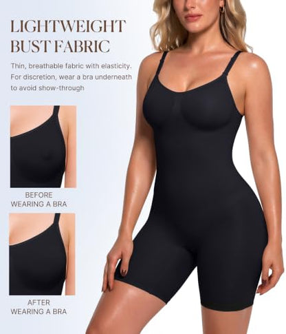 BRABIC Bodysuits for Women Seamless Shapewear Tummy Control Body Shaper - color: Black, size: Small