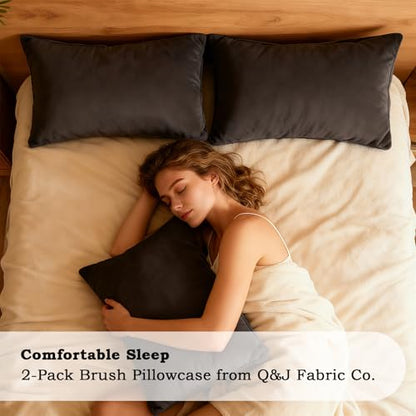 Set of 2 Brushed Microfiber Pillowcases 20x30 inch Black - color: Black, size: Queen