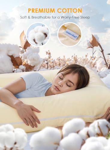 QUEEN ROSE Cotton Pregnancy Pillow, U Shaped Maternity Body Pillow, Yellow - color: Yellow