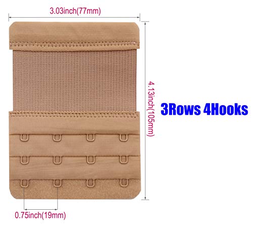 Tamlien 4 Hook Bra Extenders,Stretchy Soft Comfortable Bra Strap Extender - color: Skin Color