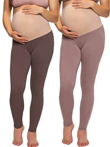 Felina Velvety Soft Maternity Leggings for Women - Yoga Pants for Women, Maternity Clothes - (2-Pack) - color: Big City, size: X-Small