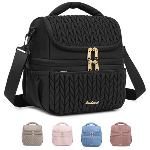 Breastmilk Cooler Bag, 12L Double Deck with Detachable Divider - color: black
