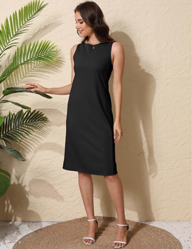Women Business Sheath Midi Dress - color: Black, size: Small