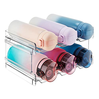 Lifewit Stackable Water Bottle Organizer for Cabinet, Clear Tumbler Holder - size: 2 Tier-6 Bottle