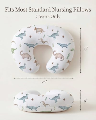 Nursing Pillow Covers 2 Pack, Stretchy Breastfeeding Pillow Covers for Baby - color: Dino Pals
