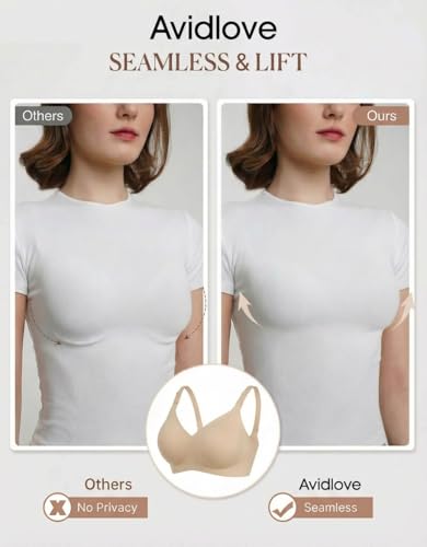 Avidlove Women's Seamless Bras Nursing Bras for Breastfeeding Tshirt Everyday Bra - color: Khaki, size: X-Large