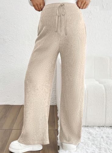 BLENCOT Maternity Pants Casual Stretchy Wide Leg Pregnancy Trousers - color: Apricot, size: Small