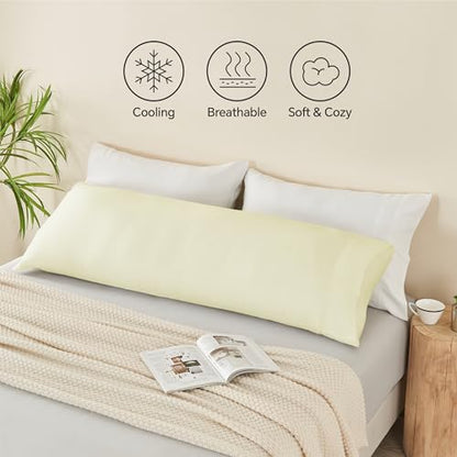 BEDELITE Body Pillow Pillowcase, Rayon from Bamboo, Cream, 20"x54" - color: Cream, size: Body（20"X 54"）