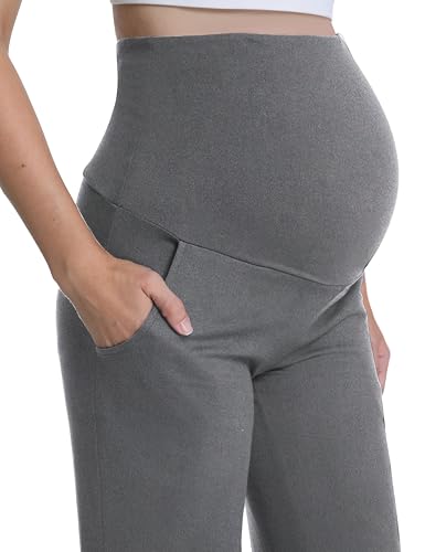 3 Pack Women's Maternity Pants Wide Leg - color: 3 Pack Black/Black/Hemp Grey, size: XX-Large
