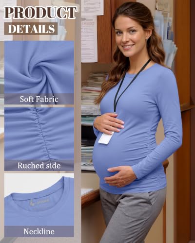 Neer 3 Pack Maternity Under Scrub T Shirt Long Sleeve Undershirt - color: Navy Blue, Sapphire Blue, Sky Blue, size: Medium