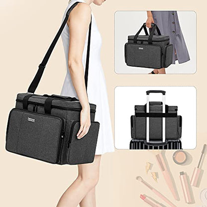 BAFASO Large Makeup Bag Cosmetic Bag with Removable Dividers, Black - color: Black