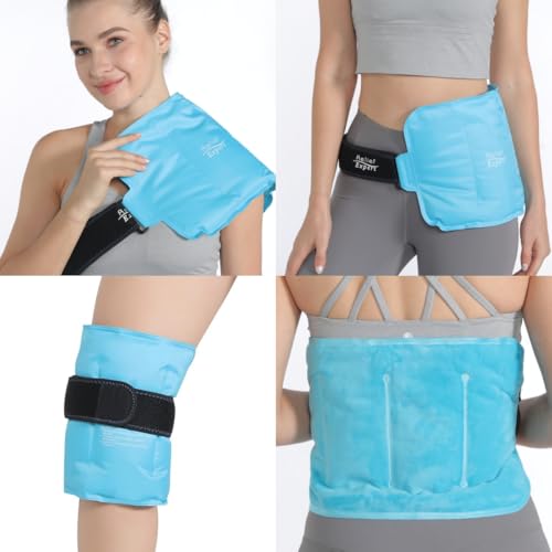 Relief Expert Reusable Gel Ice Pack Wrap (16"x9") - Reusable Cold Pack for Lower Back, Shoulder, Knee & Hip - Flexible, Hands-Free Cold Therapy with Adjustable Strap