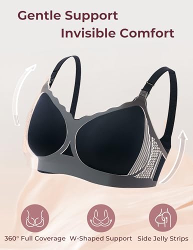 Momcozy 4-in-1 Hands-Free Pumping Bra, Cooling Fabric & Jelly-Strip Support - color: Black, size: Medium