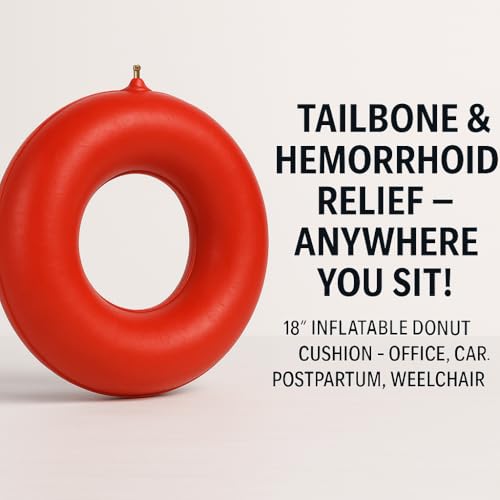 Top Med ETS Inflatable Rubber Ring Cushion Pillow for Hemorrhoid,Pregnancy 18 Inch