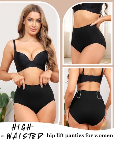 LEVAO Women's Tummy Control Underwear High Waisted Seamless Panties 4 Pack - color: Black*4, size: Small