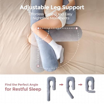 Momcozy Pregnancy Pillow for Sleeping - Dreamlign U Pro Maternity Pillow - color: Grey
