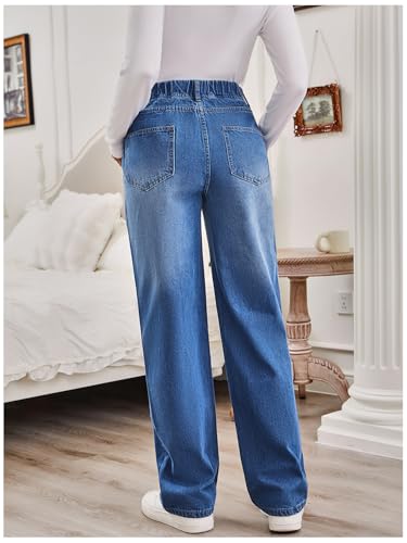 MakeMeChic Women's Maternity Jeans Loose Fit Over The Belly Pants - color: A Blue, size: X-Large
